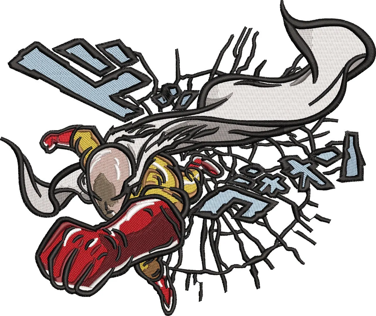 Alternative view of  Saitama Punching Through Wall 