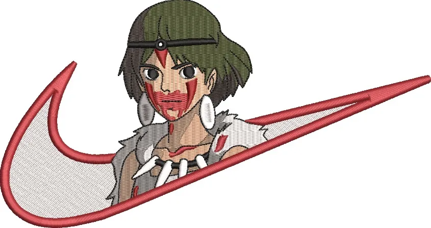 Alternative view of  San from Princess Mononoke in Nike Logo 