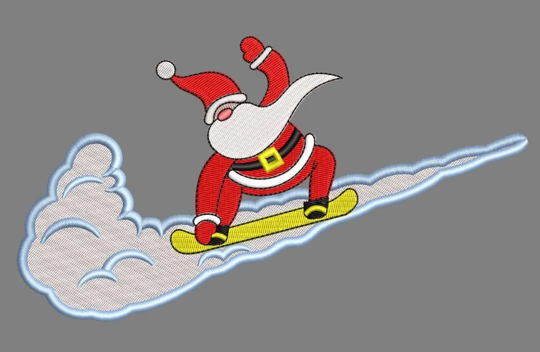 Alternative view of  Santa Snowboarding Embroidery Patch 