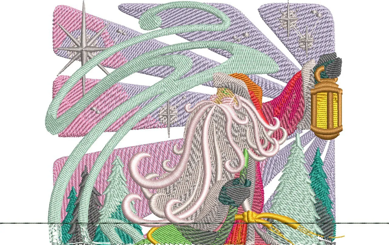 Alternative view of  Santa with Lantern in Winter Forest 