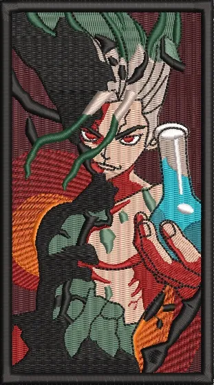 Alternative view of  Senku Ishigami Holding Flask Dr Stone Embroidery 