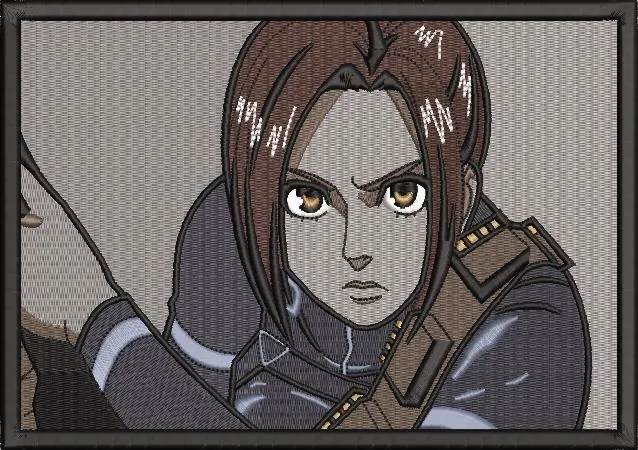 Alternative view of  Serious Female Soldier with Brown Hair 