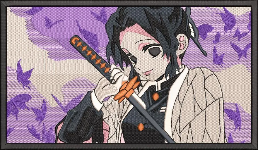 Alternative view of  Shinobu Kocho with Sword and Purple Butterflies 