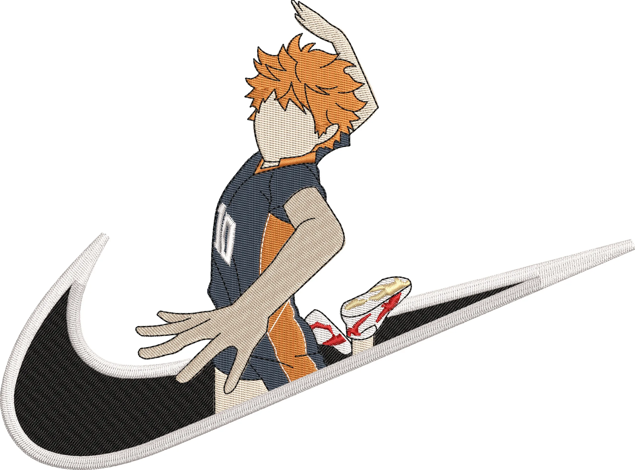 Alternative view of  Shoyo Hinata Jumping Inside Nike Logo 