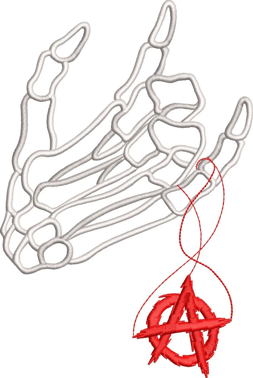Alternative view of  Skeleton Hand Holding Anarchy Symbol 