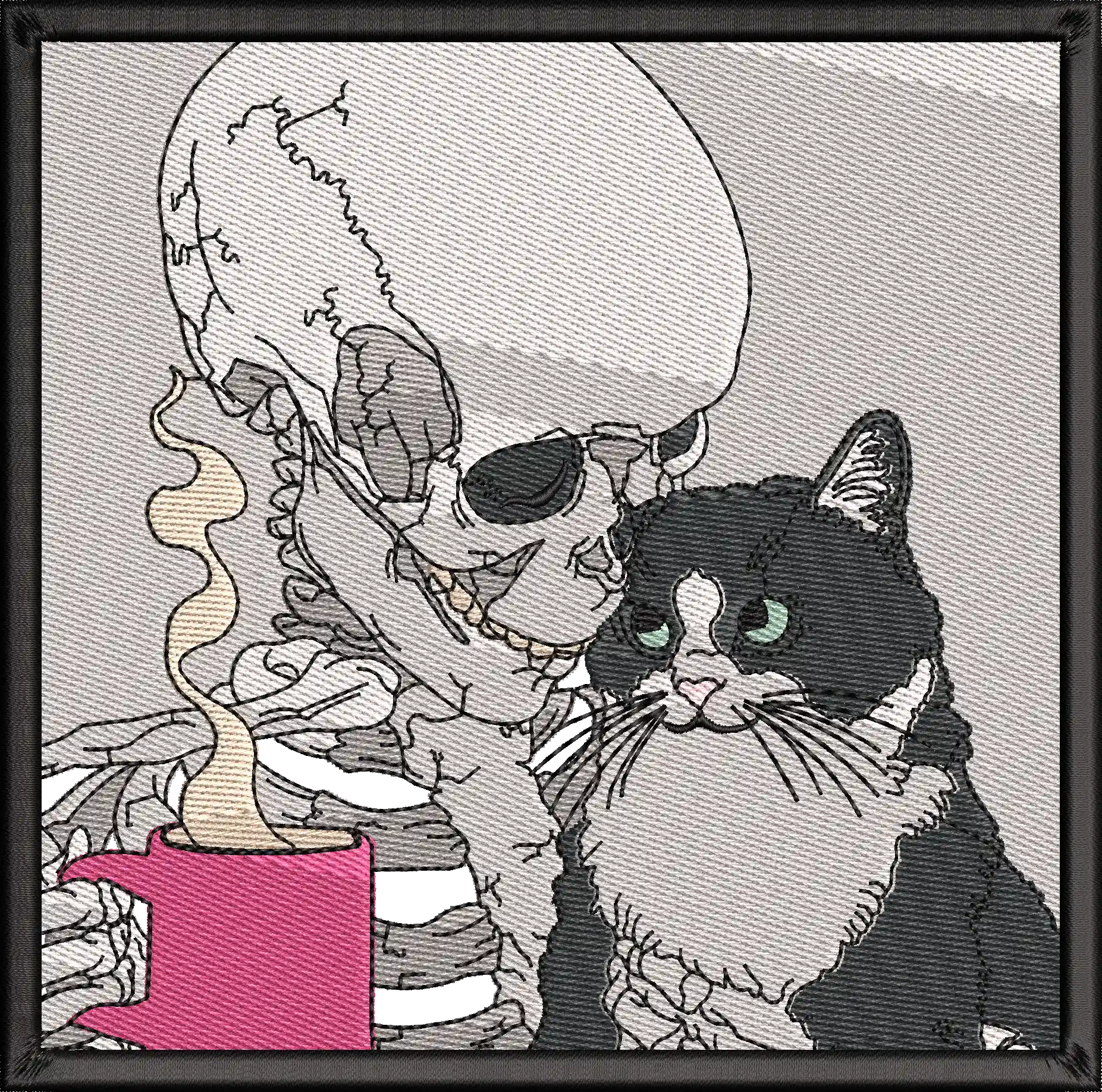 Alternative view of  Skeleton with Cat and Coffee Mug 