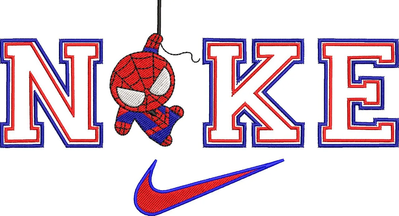 Alternative view of  Spiderman Hanging in Nike Text 