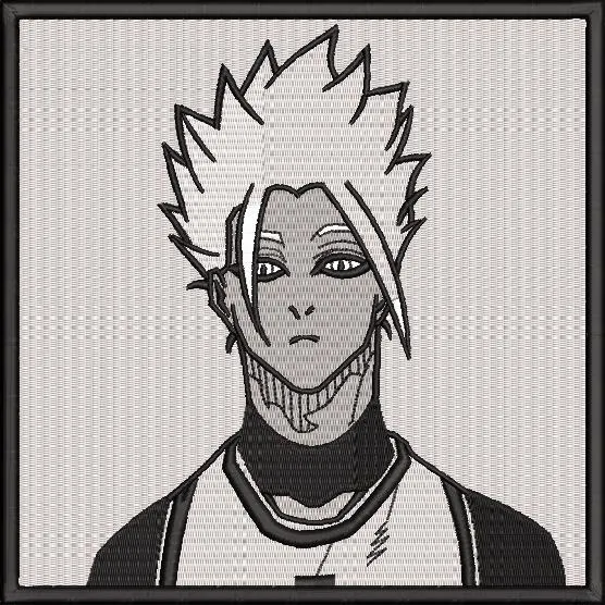 Alternative view of  Spiky Haired Manga Character Monochrome Portrait 