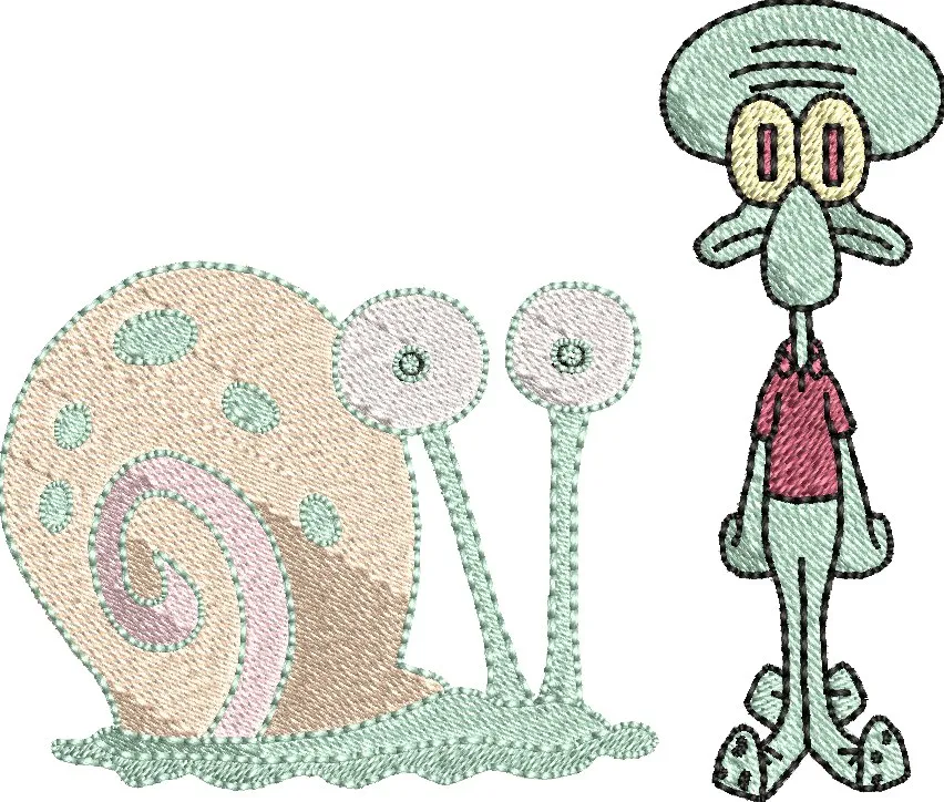 Alternative view of  Squidward and Gary Embroidery Patch 