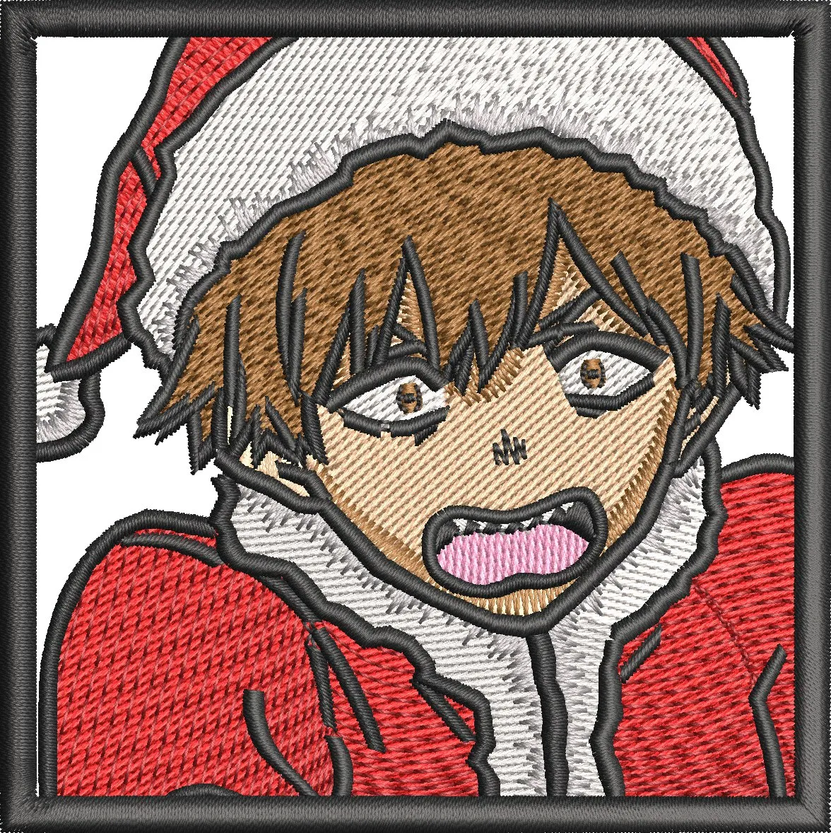 Alternative view of  Surprised Anime Boy in Santa Outfit Embroidery 