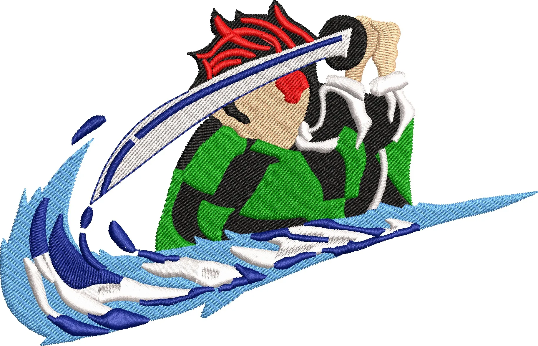 Alternative view of  Tanjiro Kamado Water Breathing Attack Embroidery 