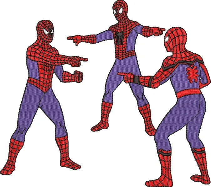 Alternative view of  Three Spider Men Pointing Meme Embroidery 