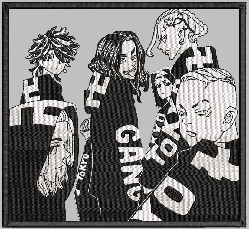 Alternative view of  Tokyo Revengers Main Characters Group Embroidery 