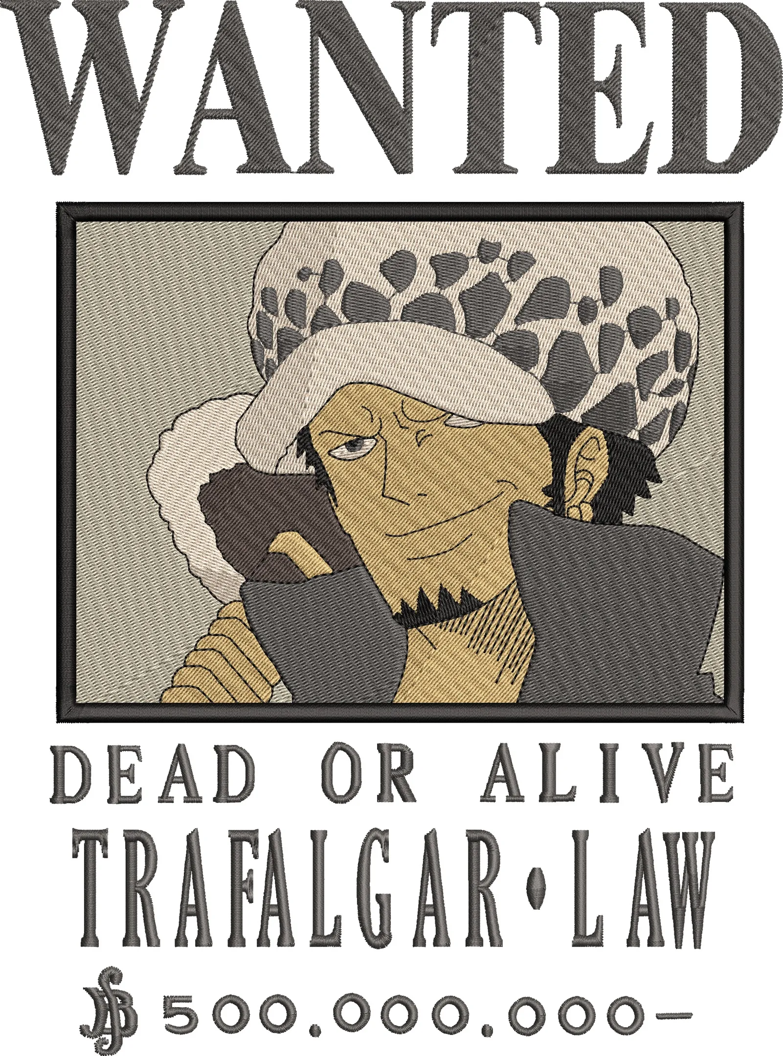 Alternative view of  Trafalgar Law Wanted Poster Embroidery 