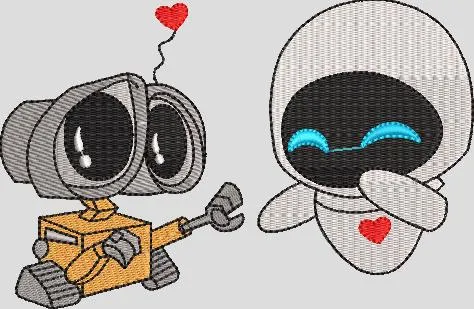 Alternative view of  WALL-E and EVE Embroidered Heart Scene 