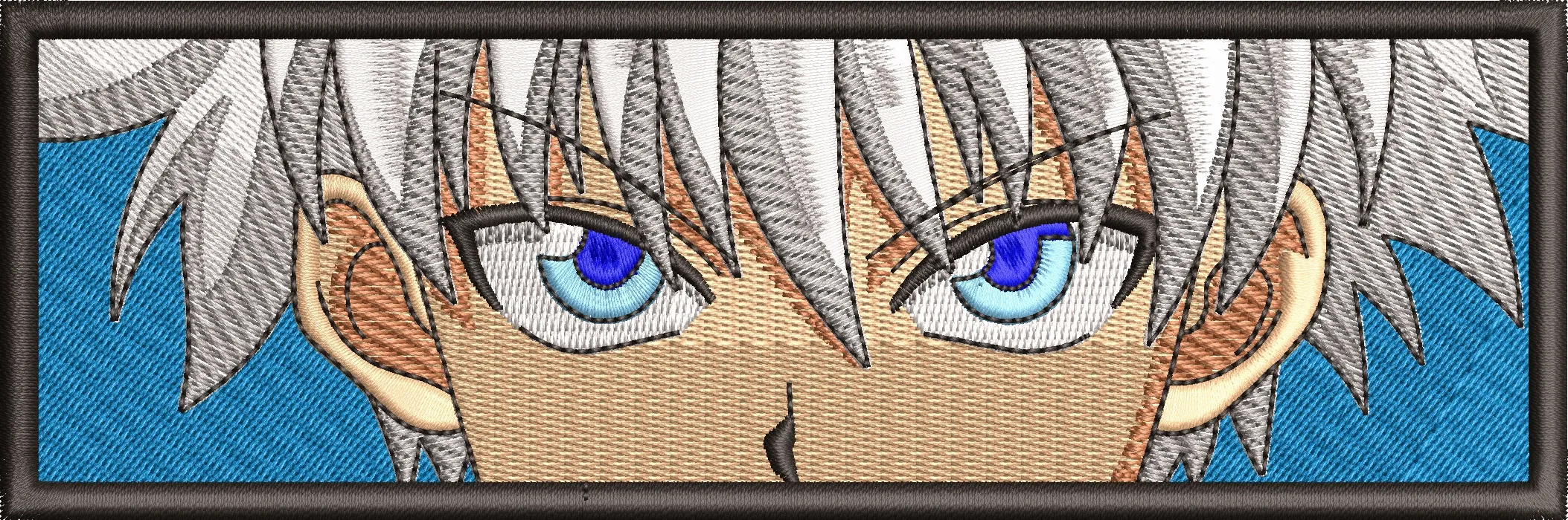 Alternative view of  White Haired Anime Character Blue Eyes Close Up 