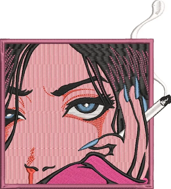 Alternative view of  Woman Smoking Pop Art Style Embroidery 