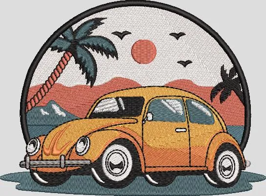 Alternative view of  Yellow Classic Beetle in Tropical Sunset 