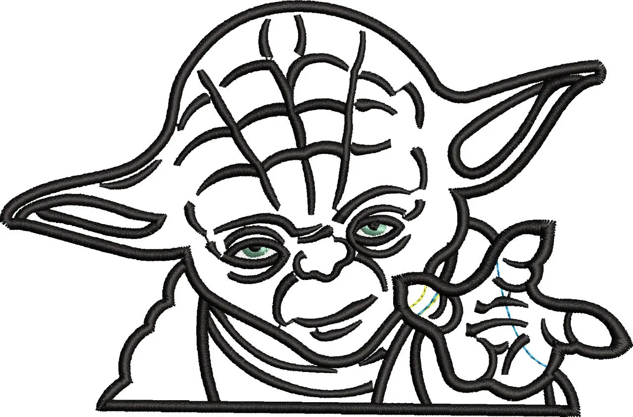 Alternative view of  Yoda Outline Embroidery 