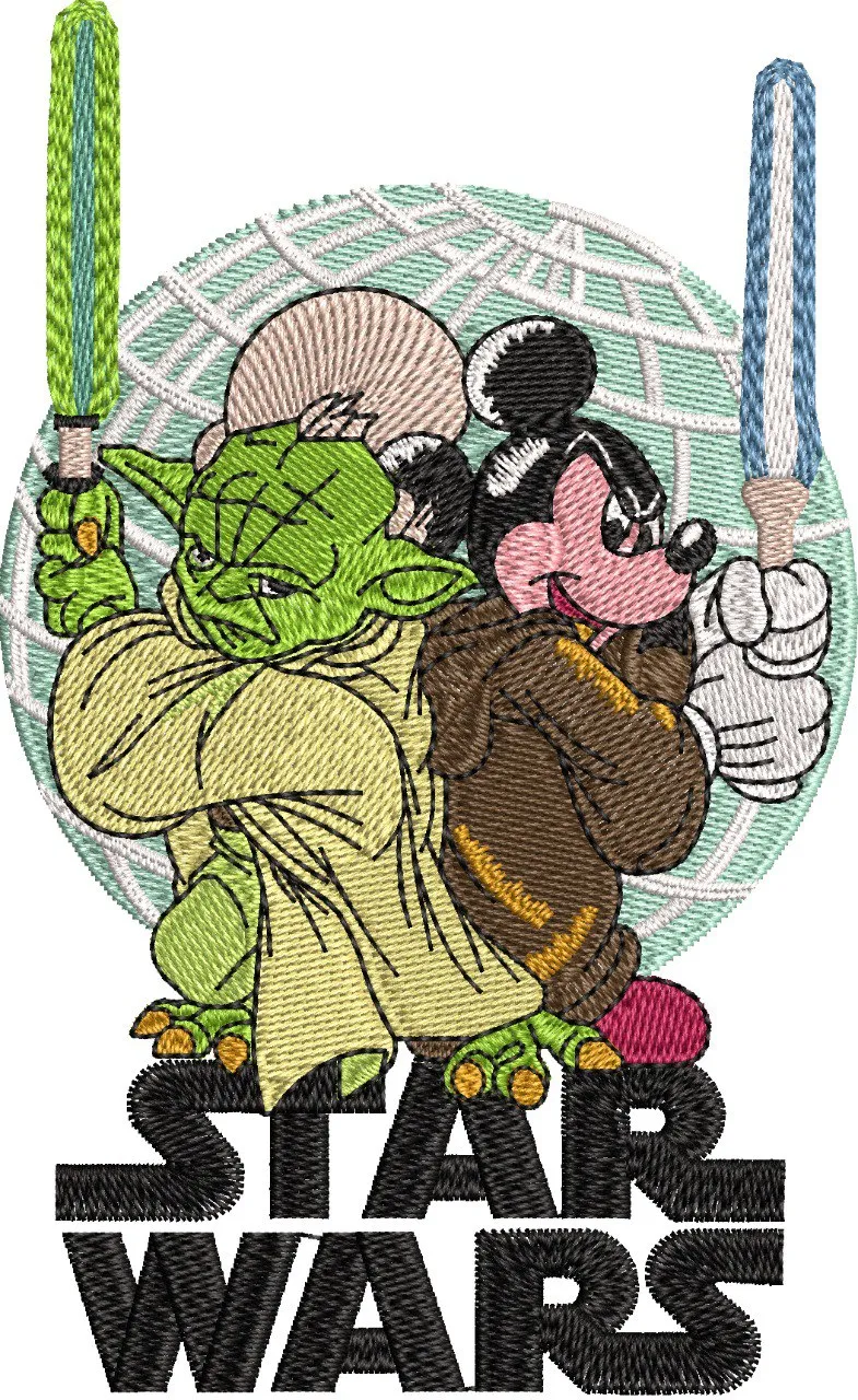 Alternative view of  Yoda and Mickey Mouse Star Wars Crossover Embroidery 