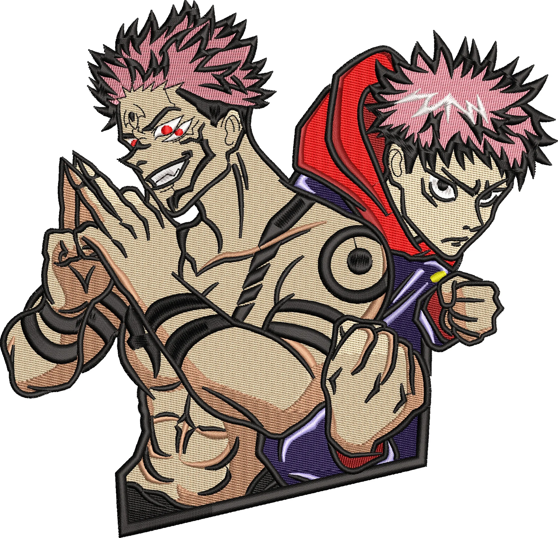 Alternative view of  Yuji Itadori and Sukuna Patch Style 