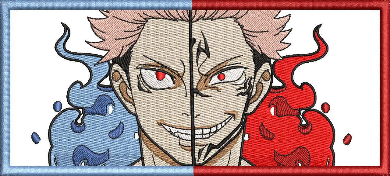 Alternative view of  Yuji Itadori and Sukuna Split Face Patch 