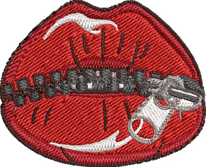 Alternative view of  Zippered Red Lips Patch 