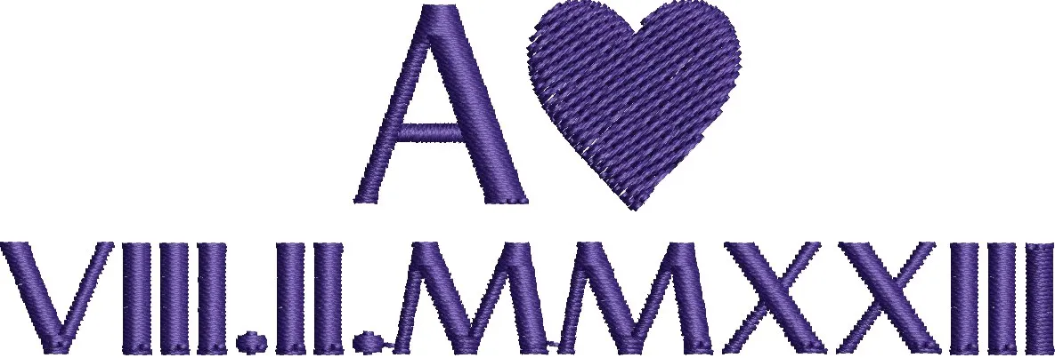  A Heart Roman Numeral Date Embroidery  embroidery pattern preview