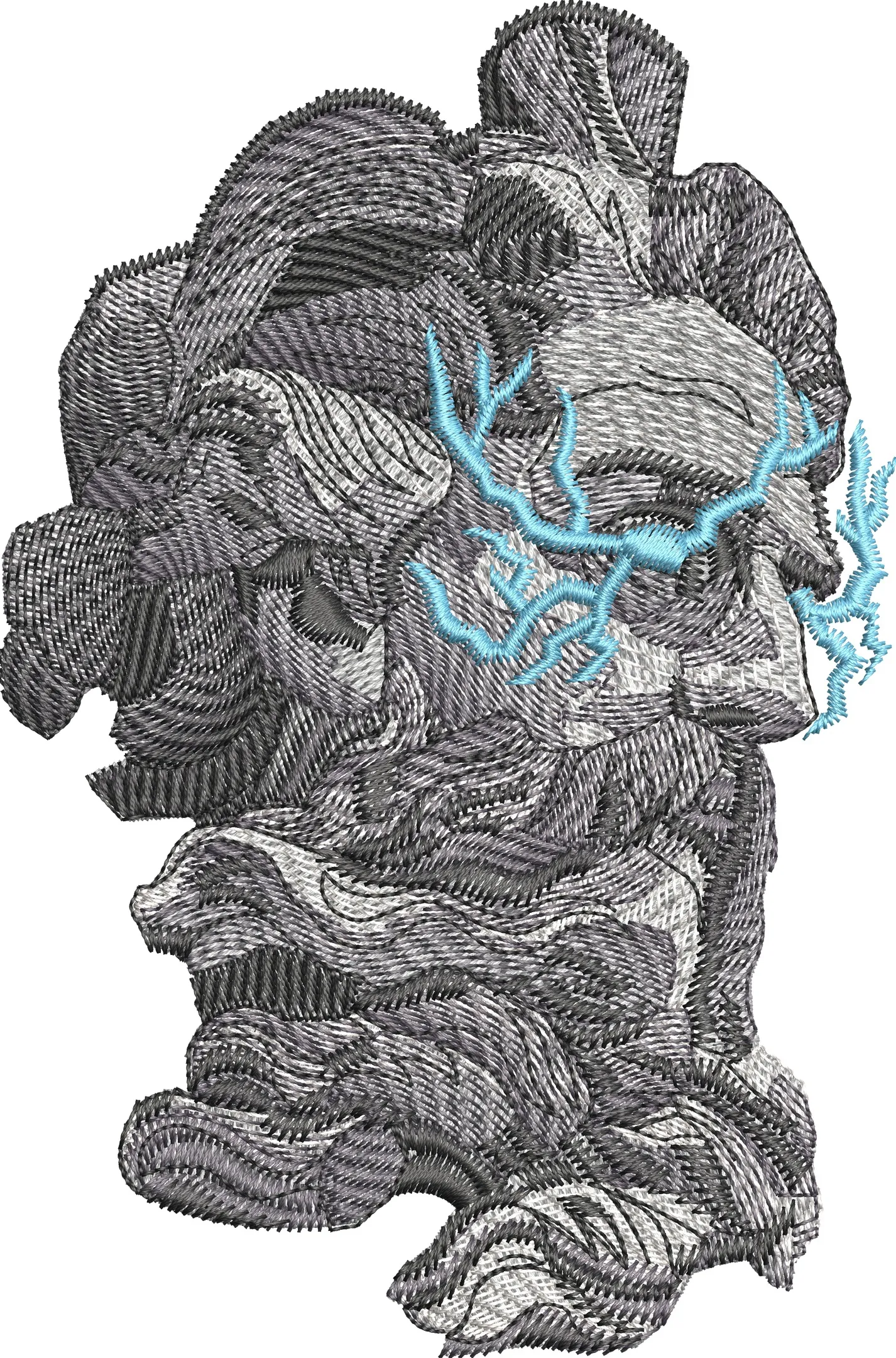  Abstract Bust with Blue Lightning Embroidery  embroidery pattern preview