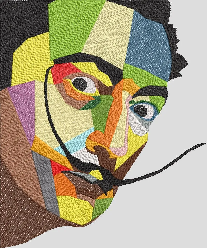  Abstract Colorful Portrait with Mustache  embroidery pattern preview