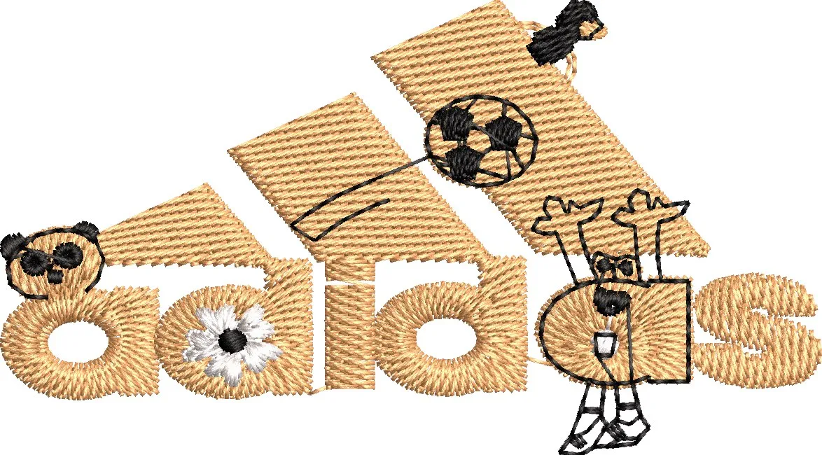  Adidas Logo with Cartoon Animals and Soccer Ball  embroidery pattern preview