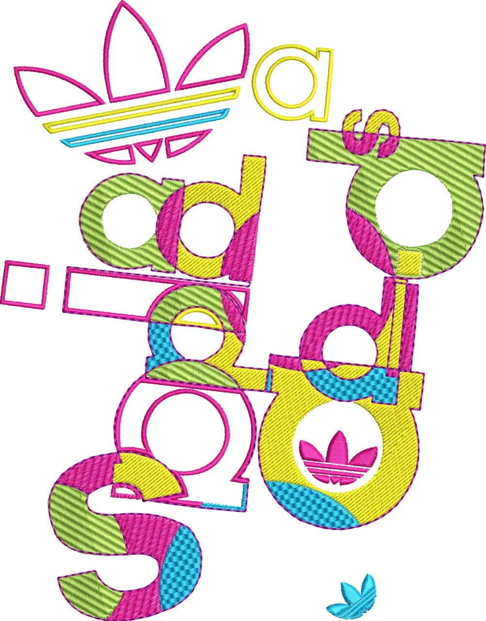  Adidas Trefoil Abstract Colorful Letters  embroidery pattern preview