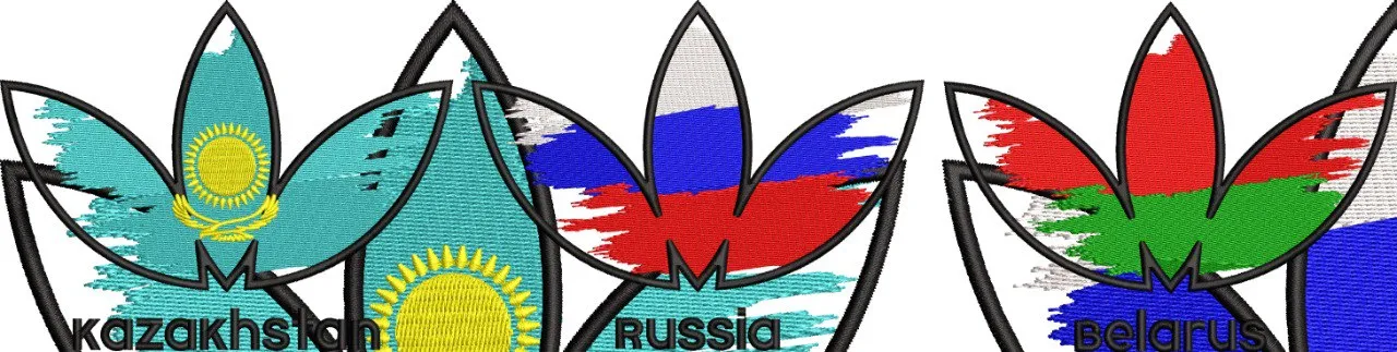  Adidas Trefoil with Kazakhstan Russia Belarus Flags  embroidery pattern preview