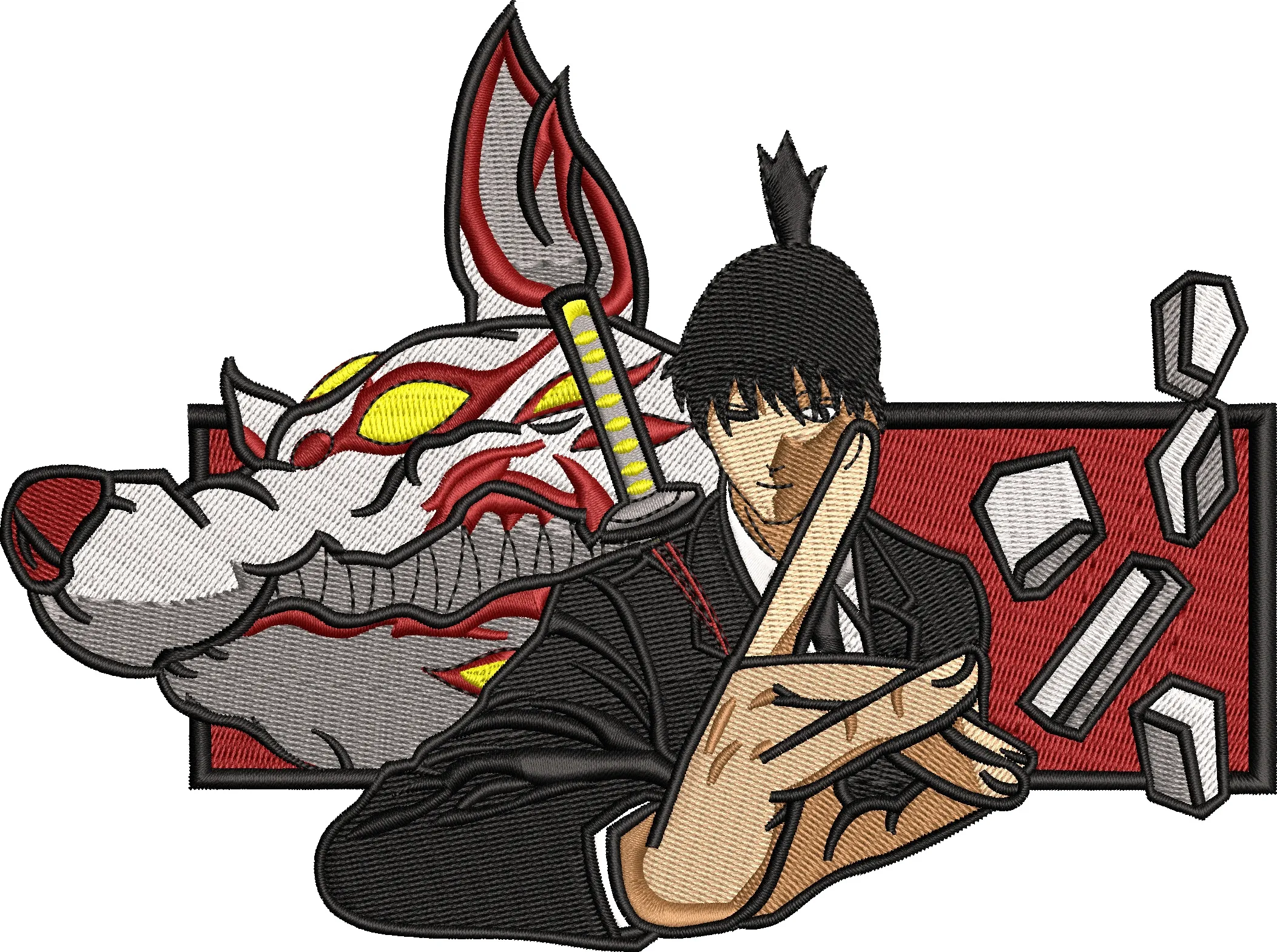  Aki Hayakawa and Kon the Fox Devil Patch  embroidery pattern preview