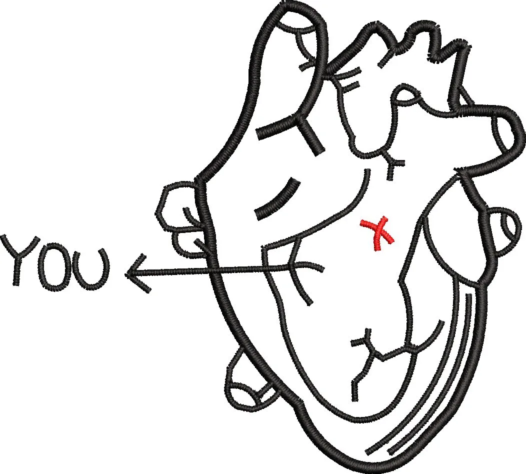  Anatomical Heart with You Arrow  embroidery pattern preview