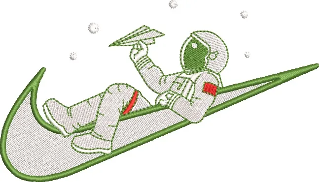  Astronaut Relaxing in Nike Swoosh  embroidery pattern preview