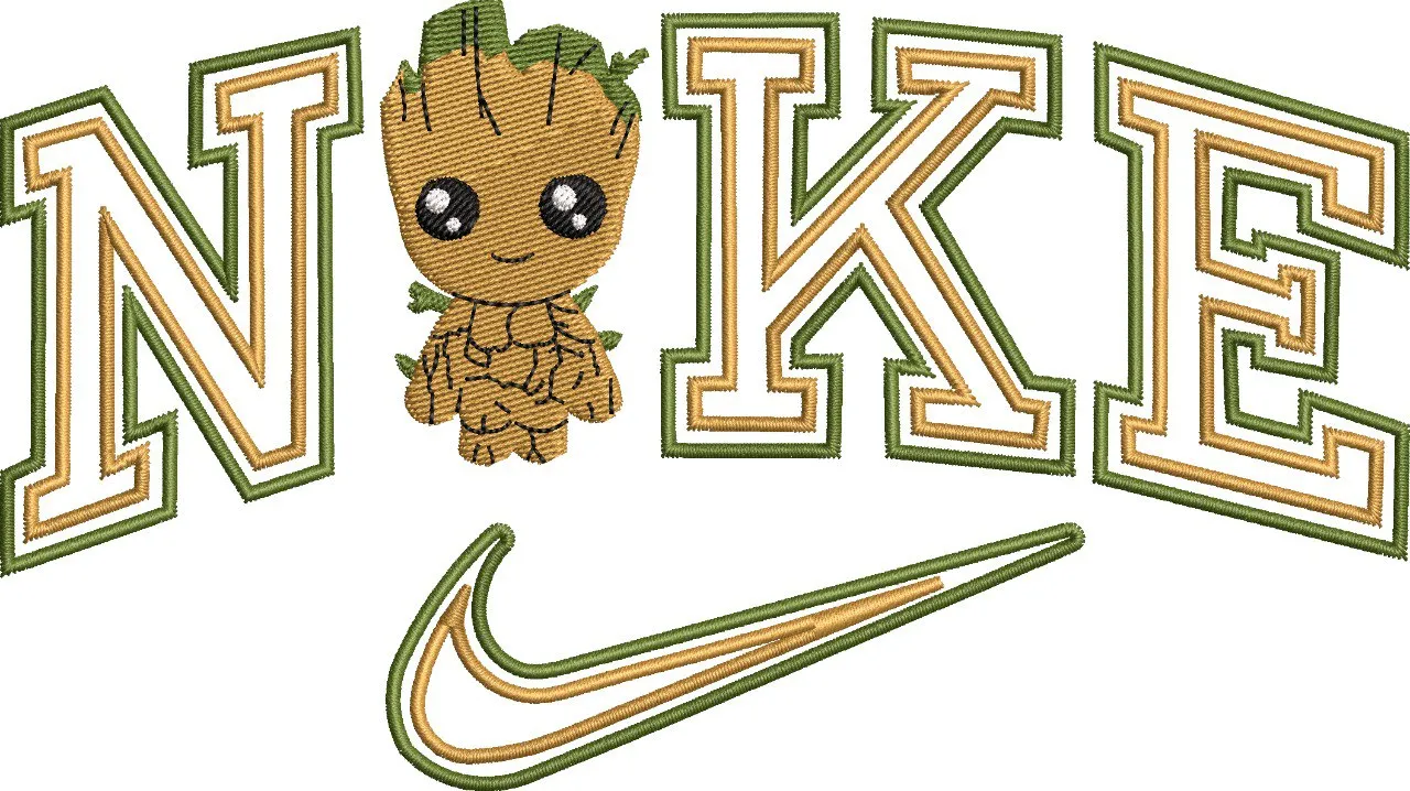  Baby Groot in Nike Embroidery Logo  embroidery pattern preview