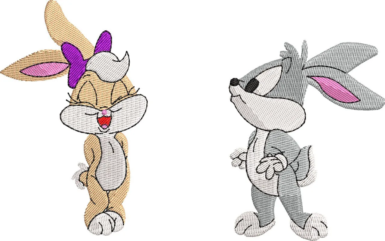  Baby Lola Bunny and Baby Bugs Bunny Embroidery  embroidery pattern preview