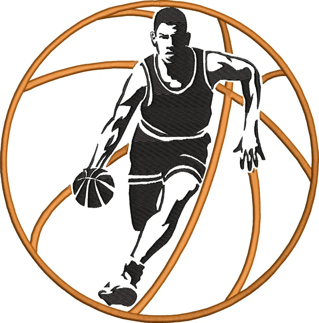  Basketball Player Dribbling with Ball Outline  embroidery pattern preview