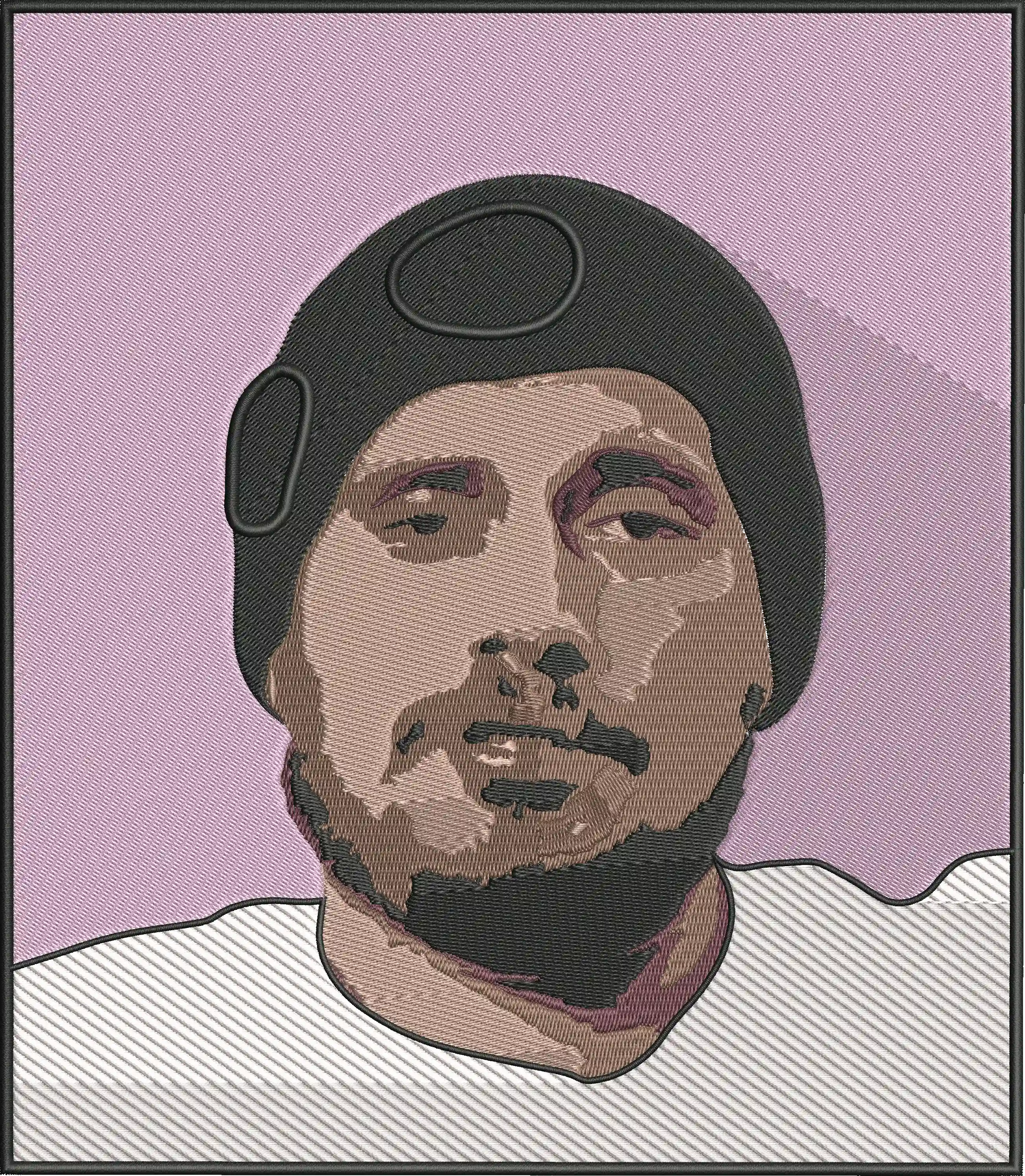  Bearded Man in Black Beanie Embroidery Style  embroidery pattern preview