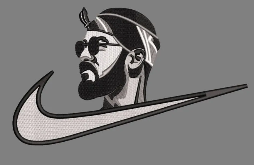  Bearded Man with Bandana Sunglasses and Nike Swoosh  embroidery pattern preview