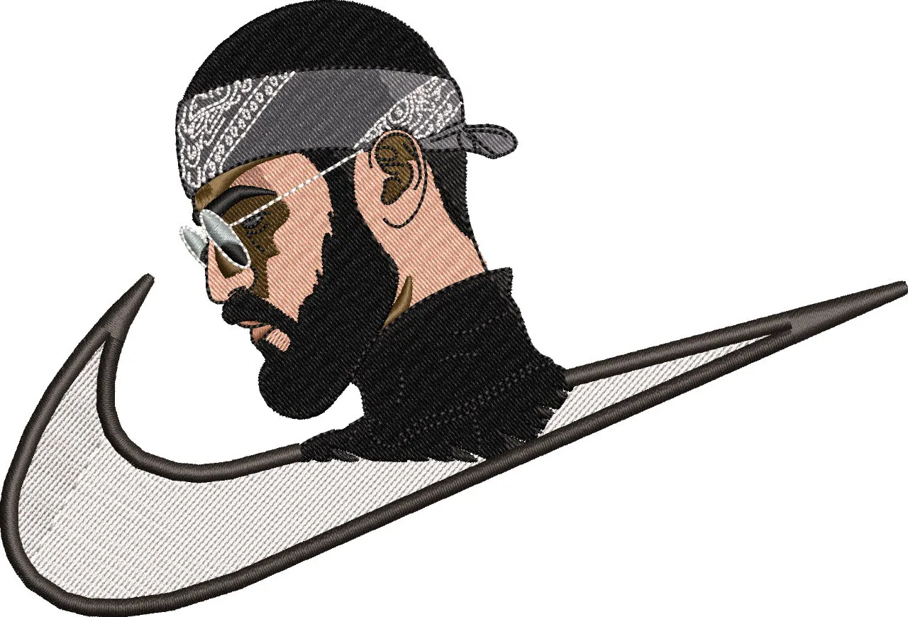  Bearded Man with Bandana in Nike Swoosh  embroidery pattern preview