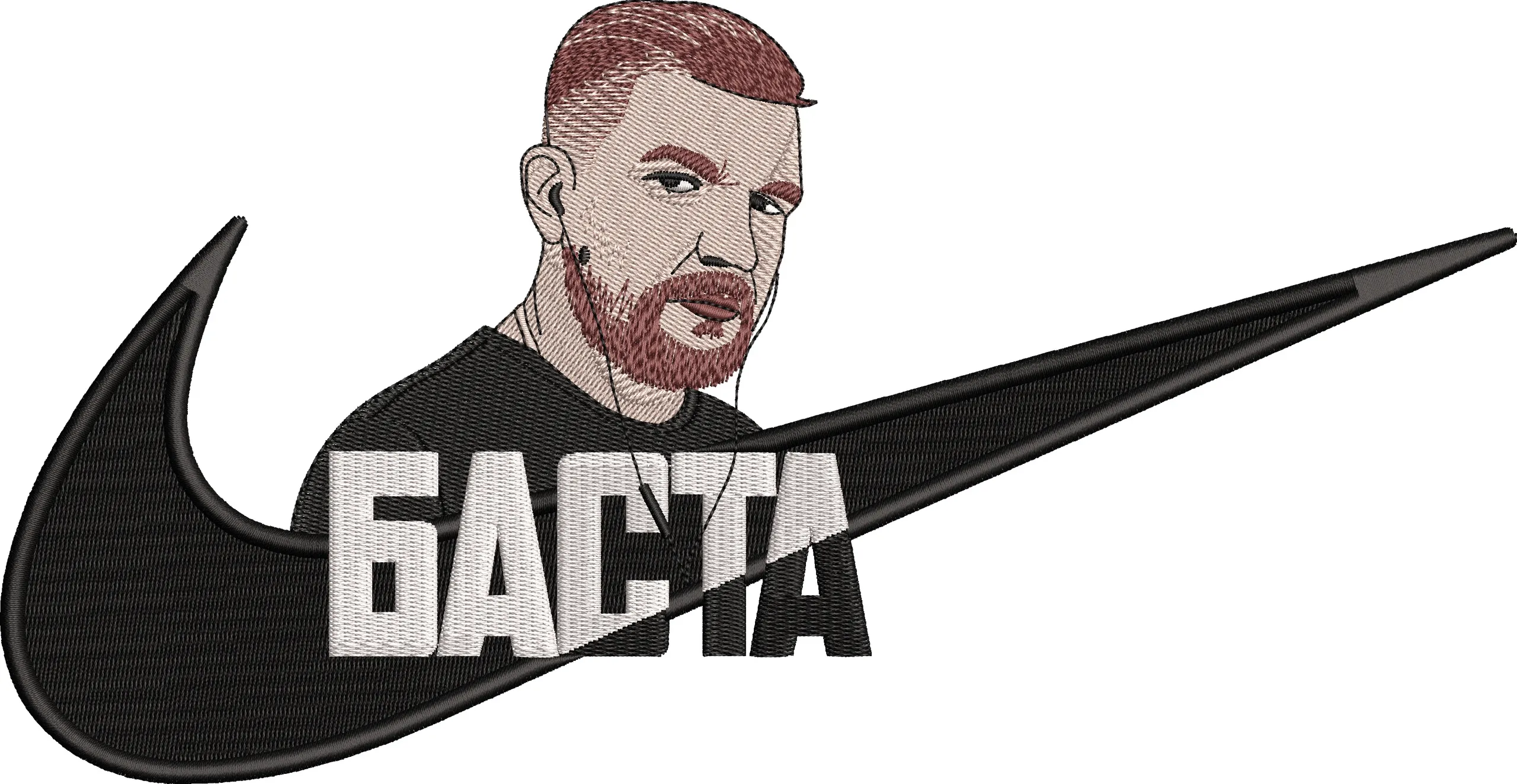  Bearded Man with Nike Swoosh and Cyrillic Text  embroidery pattern preview
