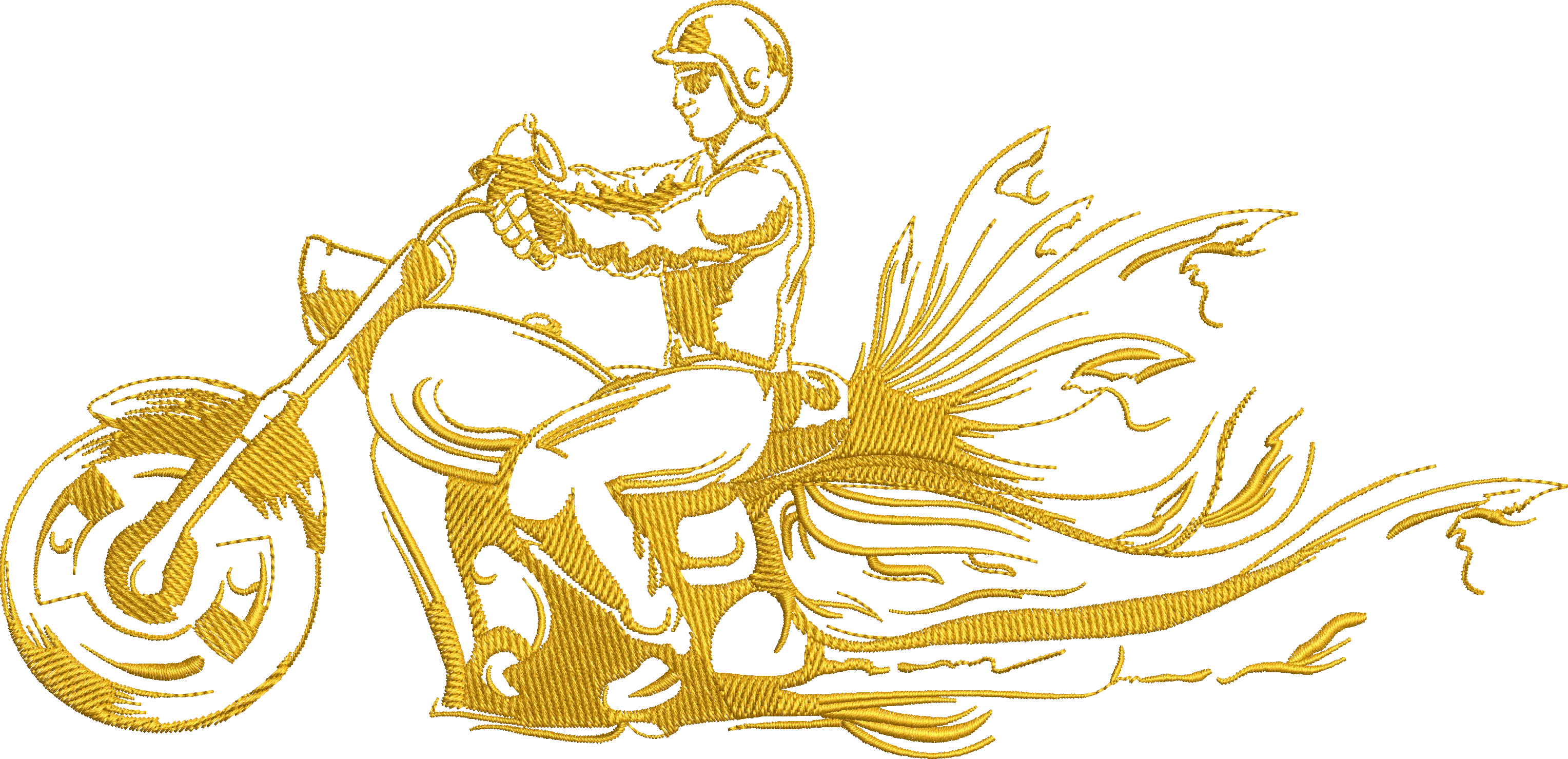  Biker Riding Motorcycle with Flaming Trail  embroidery pattern preview