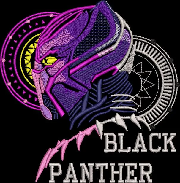  Black Panther Embroidered Portrait with Geometric Background  embroidery pattern preview