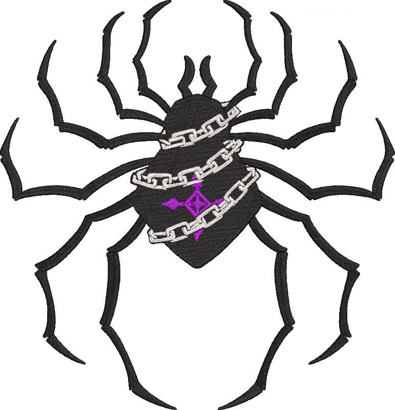  Black Spider with Chains and Purple Mark  embroidery pattern preview