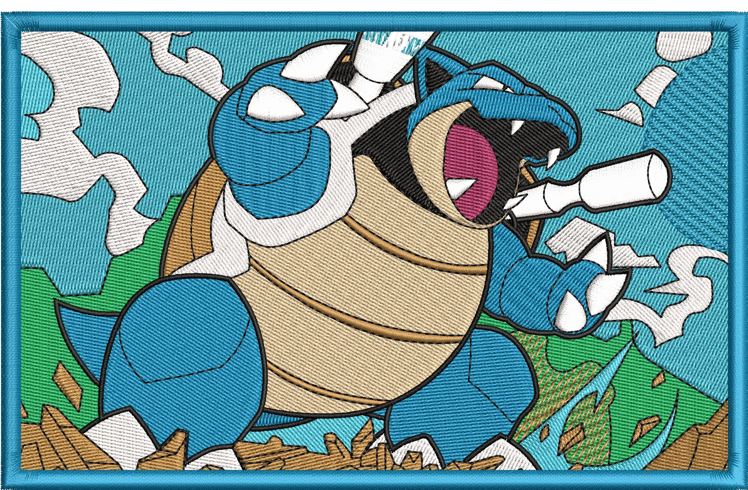  Blastoise Action Embroidery Patch  embroidery pattern preview