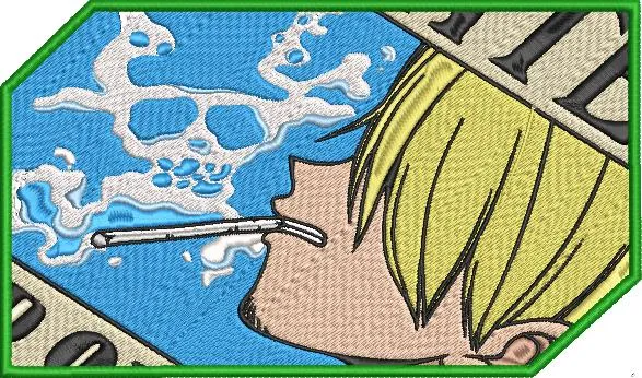  Blond Anime Character Blowing Smoke  embroidery pattern preview