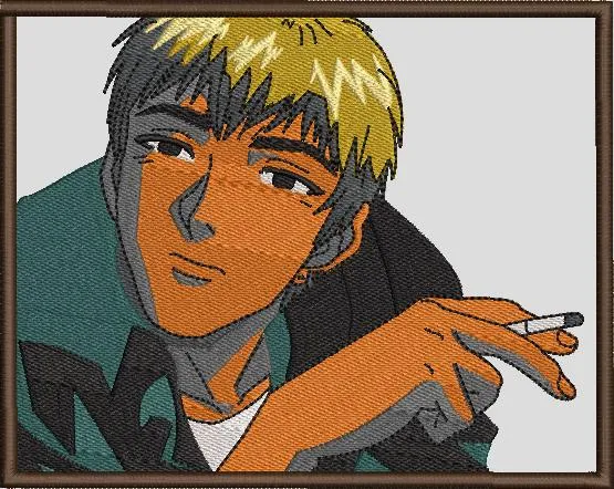  Blond Anime Guy Smoking Cigarette  embroidery pattern preview