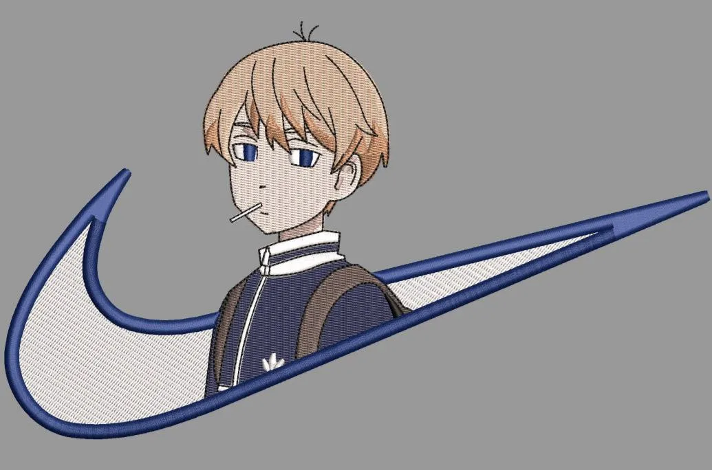  Blonde Anime Boy in Blue Nike Swoosh  embroidery pattern preview